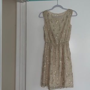 MM Couture XS Cream Party Dress with Metallics